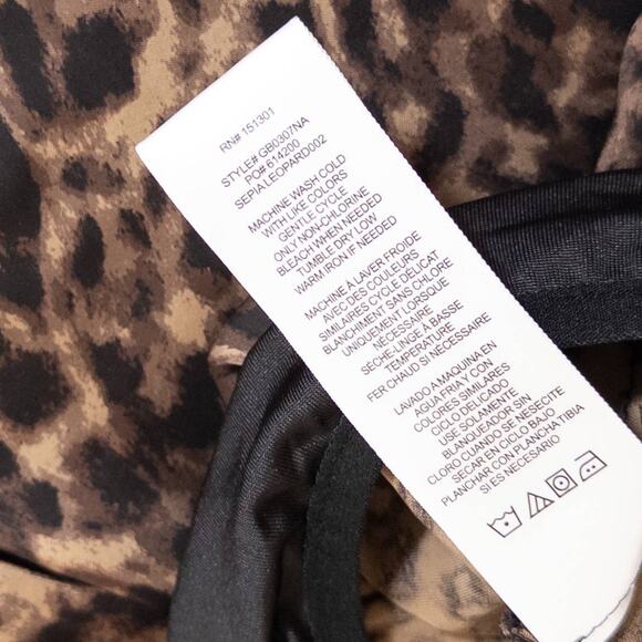 Good American NEW Sepia Leopard Faux Wrap Bodysuit Brown Black 1 or US Small - Picture 13 of 14